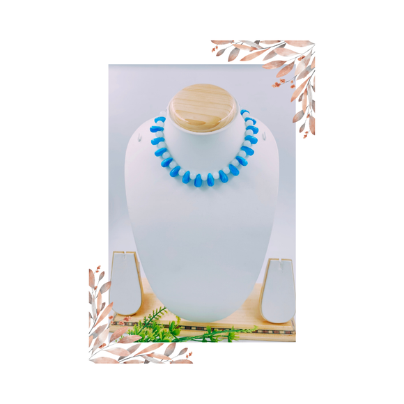 Elegant Drop shape Glass Beads Necklace / Choker Set