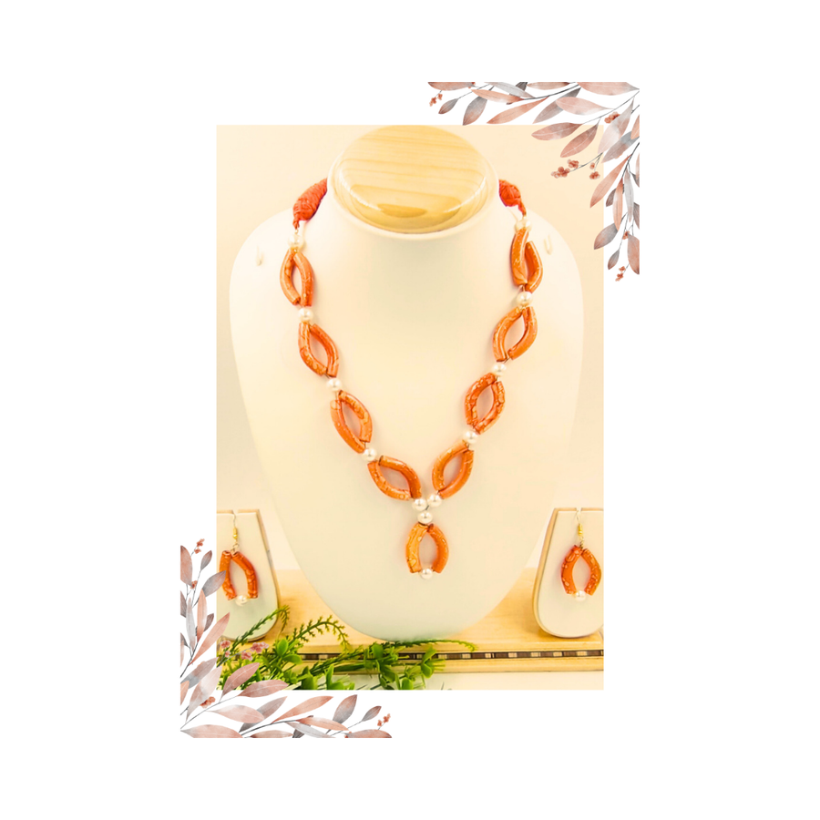 Elegant Pipe shape Glass Beads Necklace Set