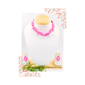Elegant Pipe shape Glass Beads Necklace Set