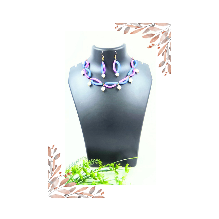 Elegant Pipe shape Glass Beads Necklace Set